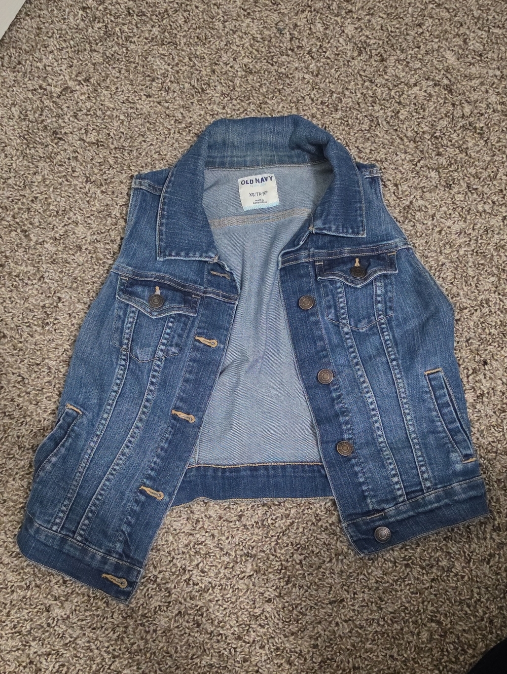 Old Navy Blue Denim Sleeveless Jacket Vest